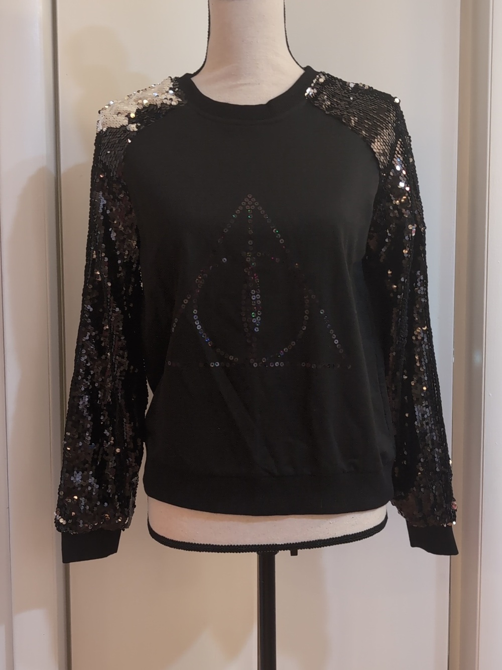 Universal Studios Deathly Hallows Sequin Lightweight Crewneck Sweatshirt